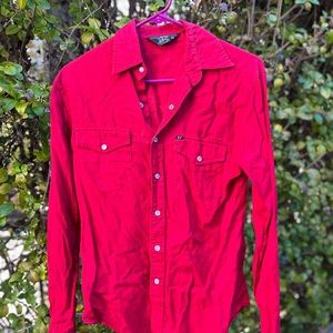 Wrangler red snap button long sleeve casual shirt